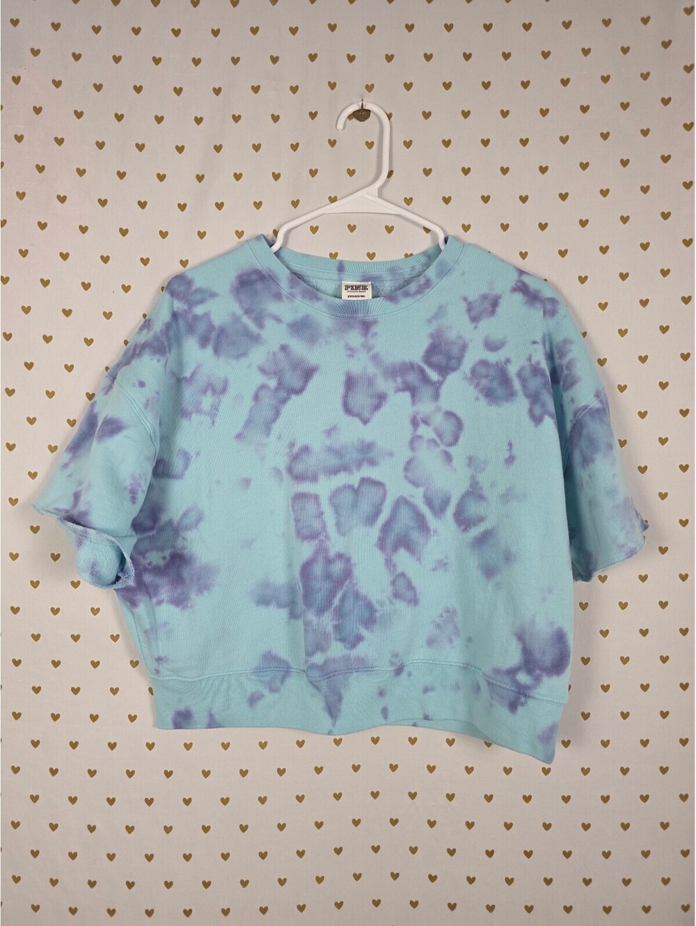 Victorias Secret Pink Cropped Boxy Tye Dye Sweater Shirt Small